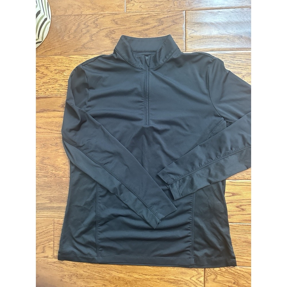 Peter Millar Golf 1/4 Zip Pullover Black Women L Wicking UPF 50+ Sun Protection